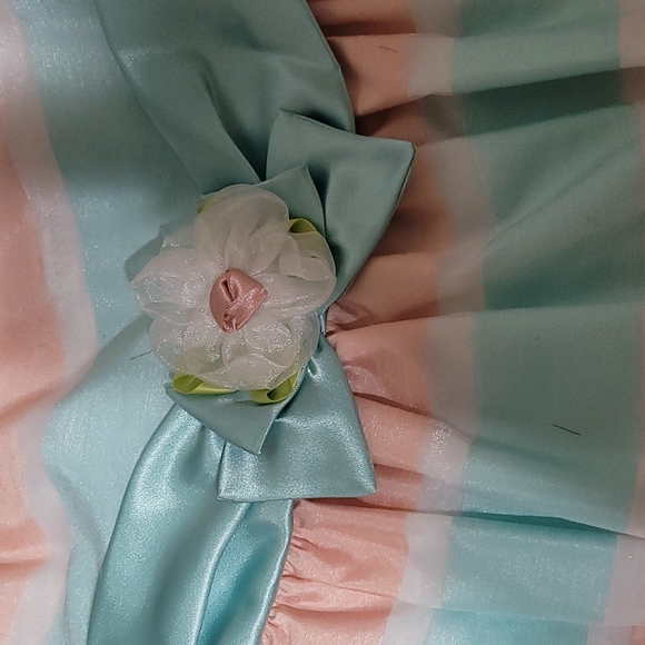 Cute Jessica Ann coral, teal, white strip dress size 5 - Picture 3 of 3